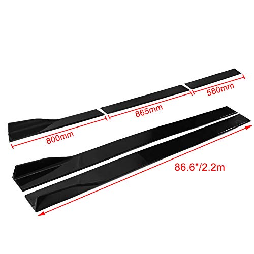 Universal Car Front Bumper Lip Spoiler Body Kits + 2M / 86.6" Side Skirt Extension Rocker Panel Body Kit + 48CM Auto Rear Bumper Lip Diffuser (Glossy Black) - color: Universal Glossy Black