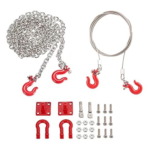 Tow Hook Trailer Chain for 1:10 RC Car Crawler, Tow Hook Steel Tow Rope,U Shaped Rescue Tow Hook for Traxxas Trx4 Axial Scx10 Wraith D90 Tamiya