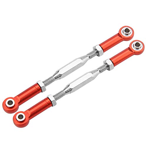 RC Truck Steering Rods, 2 Pcs Aluminium Alloy Steering Linkage Rods for Slash 1/10 Scale RC Truck Remote Control Car Spare Part Accessory (Red)