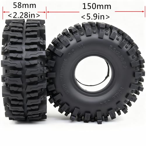 5.9'' Tall RC 2.2 Crawler Tires Mud Slingers XL T8 4-Pack | 2.2'' mud terrain tyre, For 1/10 Crawlers off-road rock crawling RC vehicles Upgrades, HS701805 - style: T8 ( Soft )