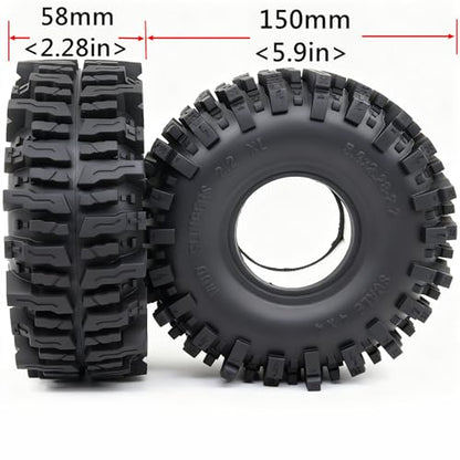 5.9'' tall Mud Slingers XL T10 RC 2.2 Crawler Tires 4-Pack | super soft sticky mud terrain tyre, upgrade parts For 1/10 rock crawlers Trucks RC vehicles, HS701806 - style: T10 ( Super Soft )