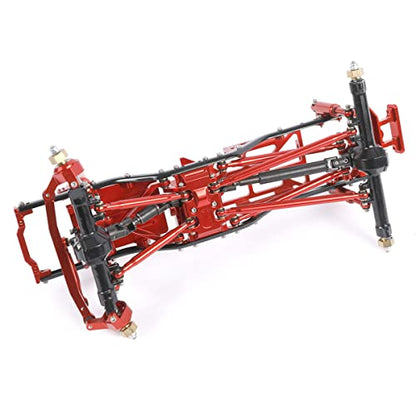 Metal RC Frame Chassis Assembled Frame Chassis for 1/24 RC Crawler SCX24 Deadbolt AXI90081 Upgrades (with Wheels) (Red) - color: Red