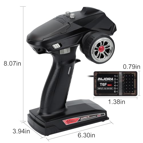 INJORA T6F 6CH 2.4GHz Transmitter with Receiver for 1/8 1/10 RC Car - size: without Gyro