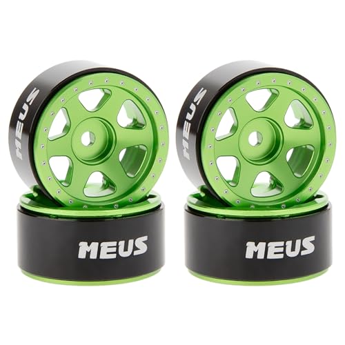 MEUS RACING 0.7 Beadlock Wheels Rims Deep-Dish Wheel for Axial SCX30 1/30 RC Crawler Upgrades (Type F, Green) - color: Type F, Green