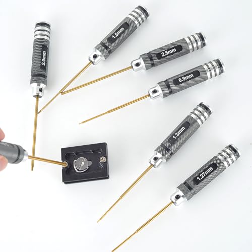Professional RC Titanium Plated Ti Coated Hex Screwdriver Set 7PCS | Precision Hexagon Allen Kit (0.9-3.0mm) for RC Car, Drone, Helicopter, Durable RC Tool Kit