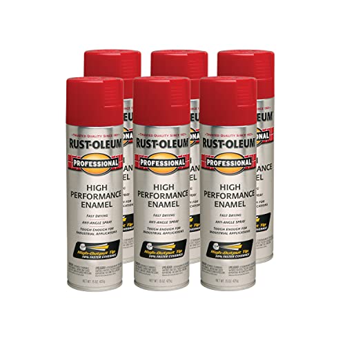 Rust-Oleum 7564838-6PK Professional High Performance Enamel Spray Paint, 15 oz, Gloss Safety Red, 6 Pack - color: Gloss Safety Red, size: 15 Ounce (Pack of 6)