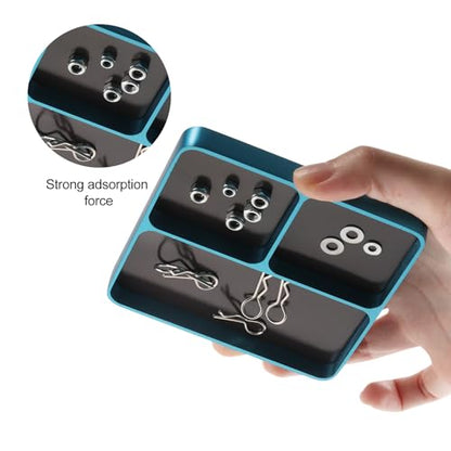 Metal RC Screws Tray with Magnetic Pad, Magnet Screws Holder Alloy Plate RC Fixing Tools Tray for RC Car Boat, Pins and Other Small Metal Parts (Light Blue) - color: Light Blue