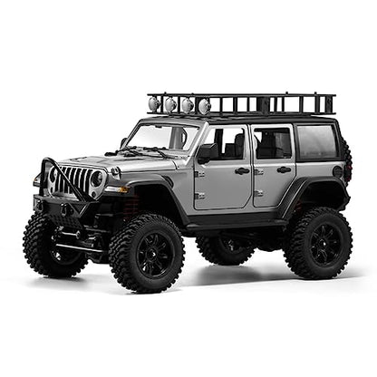 GoolRC 1:12 Scale 4 Wheel Drive Remote Control Car, Off-Road Truck with Lights, 2.4G Remote Control Crawler - color: Silver, size: 3 Battery