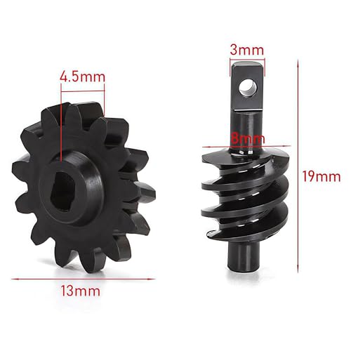 2pcs Steel Axle Differentials Gear 13T/2T Front and Rear Overdrive Differential Worm Gear for Axial SCX24 1/24 RC Crawler Truck Car Upgrades Parts Accessories (2T-13T) - color: 2t-13t