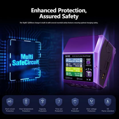 GoolRC Q200neo AC/DC Multi-Function Smart Charger, Lipo Battery Charger | Balance Charger Discharger, AC 200W DC 400W 10A for 1-6S LiPo/Life/LiIon/LiHV, 2-15S NiMH/NiCd, 3S/6S/12S Pb Batteries