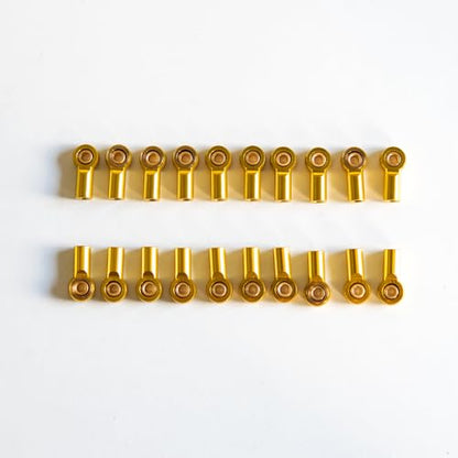 [20Pcs] M3 RC Ball Joint Rod End Links, CNC Aluminum Alloy M3 Rod Ends with Gold-Plated Copper Ball, Precision Linkage Ends for 1/10 RC Crawler Axial SCX10, Traxxas, Tamiya, Redcat -Golden - color: Golden