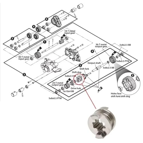 RC car Components Compatible with Traxxas for TRX4 1/10 RC Crawler Car Upgrade Parts Metal Transmission Gearbox Shift Dog Fork Set (Heavy-Duty Gears)