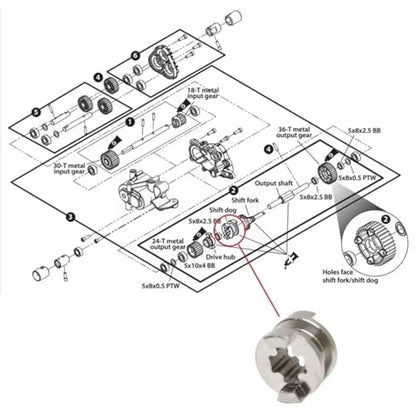 RC car Components Compatible with Traxxas for TRX4 1/10 RC Crawler Car Upgrade Parts Metal Transmission Gearbox Shift Dog Fork Set (Heavy-Duty Gears)
