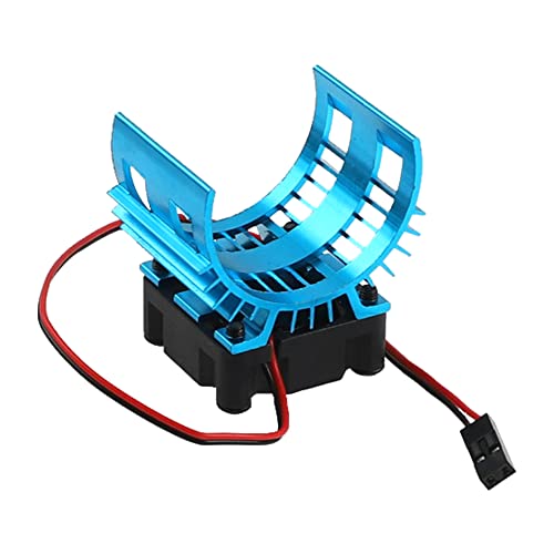 ShareGoo Alloy Heat Sink Heatsink with 5V Cooling Fan for 1/10 Car 540 550 3650 Size Brushless Engine Motor RC Car Truck Buggy Crawler,Blue