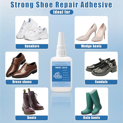 50g Shoe Glue with Nozzles, Clear Quick Dry Waterproof Shoe Repair Glue Strength Adhesive Super Glue Repair for Boots Sneakers Heels Hiking Shoes Leathers Handbags Sandals Rubber Soles - style: 50g Shoe Glue
