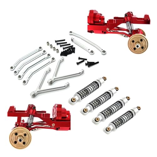 RC Cars Spare Parts for FMS for Fcx24 1/24 Metal Chassis Links Pull Rods and Oil Shock Absorber Set Rc Car Upgrade Parts Spare Accessories(Silver) - color: Silver