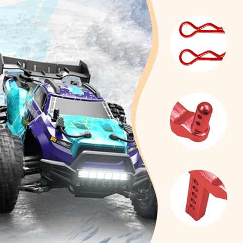 2 Pieces of 1/16 Scale RC Body Post Mounting Kit, Replacement Body Shell for Model 16101 16103, Modified DIY, Red - color: Red