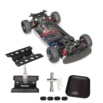 RC Car Work Stand RC Car Repair Work Stand Repair Workstation for 1/8 1/10 1/12 Scale Cars Trucks Monsters Buggies 360 Degree Rotation Lift Lower RC Tool Kit
