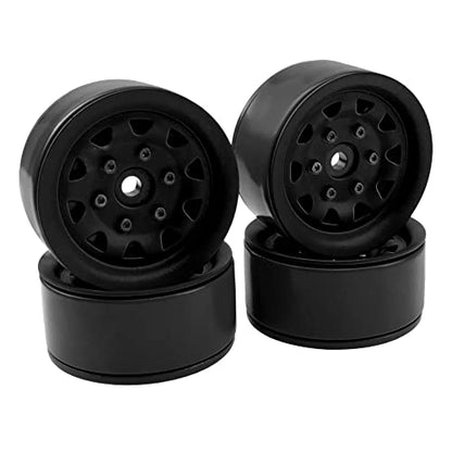 4Pcs ShareGoo Metal Wheel Hub Rims 1.9 Inch Beadlock Wheel Rim 25.5mm Thickness Compatible with Axial SCX10 90046 Wraith Traxxas TRX4 D90 Tamiya CC01 1/10 RC Crawler Car (Black) - color: Black