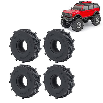 RCLIONS 1/24th Rubber Micro 1" RC Wheel Tires for Axial SCX24 Deadbolt,C10,JLU CRC,Bronco,Gladiator RC Crawler Truck Car (62mm) - size: 62mm