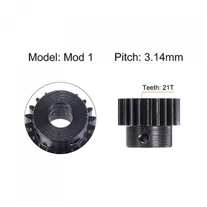 uxcell 1Mod 21T Pinion Gear 6mm Bore Hardened Steel Motor Rack Spur Gear with Step for RC Car Truck Buggy Gear Drive, 2 Set