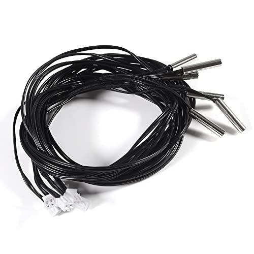 6pcs 10K Temperature Sensor Probe 1M NTC3950 Thermistor Stainless Steel Temp Sensor Probe Digital Temperature Transmitter Extension Cable