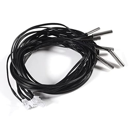 6pcs 10K Temperature Sensor Probe 1M NTC3950 Thermistor Stainless Steel Temp Sensor Probe Digital Temperature Transmitter Extension Cable