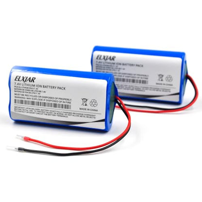 (2-Pack) 7.4V 2200mAh Rechargeable Battery Module with Bare Leads | Two-cell battery module with PCB protection for compatible LED lights, RC models and DIY electronics requiring bare leads.
