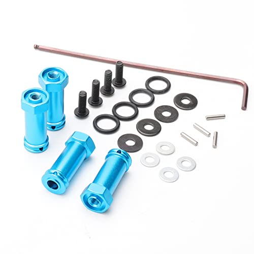 Pack of 4 Aluminum 12mm Wheel Hub Hex Adapters 30mm Extension Offset Upgrade Parts for Traxxas Slash 4x4 HQ 727 1/10 RC Short Course Truck, Blue - color: Blue