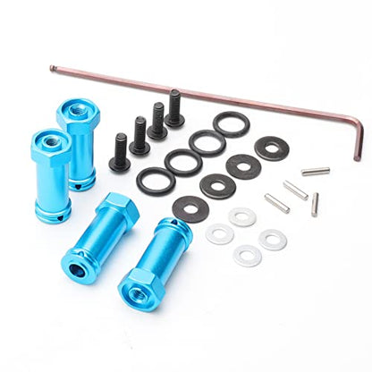 Pack of 4 Aluminum 12mm Wheel Hub Hex Adapters 30mm Extension Offset Upgrade Parts for Traxxas Slash 4x4 HQ 727 1/10 RC Short Course Truck, Blue - color: Blue