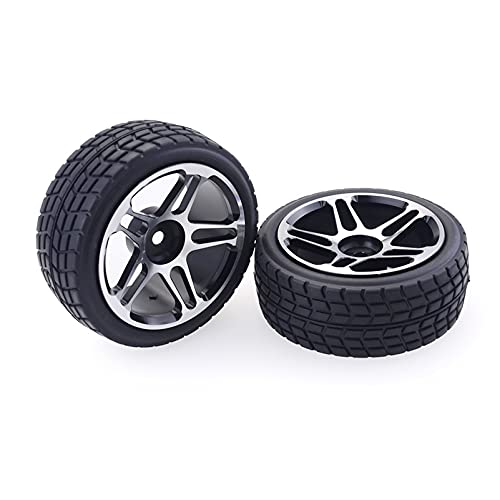 1/10 Pre-Glued 65mm Metal Wheels & Rubber Tires for 1:10 HSP HPI Redcat Himoto Kyosho Sakura RC On-Road Racing Touring Car Upgrade Parts (Black)