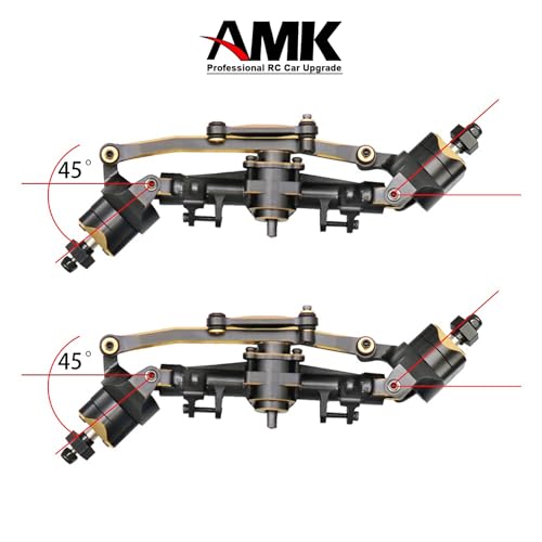 AMK 2pcs SCX24 Brass Front Axles (SCX24 4Wheel Steer) with 7mm Hex Wheel Hubs Counterweights for 1/24 RC Crawler Axial AX24 FCX24 SCX24 Upgrades