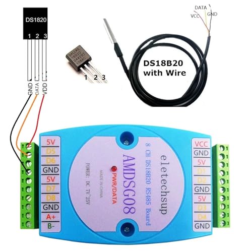 8CH DC 12V 24V DS18B20 Temperature Acquisition Module RS485 3000V Optical Isolation Communication Modbus RTU(8CH Collector) - color: 8ch Collector