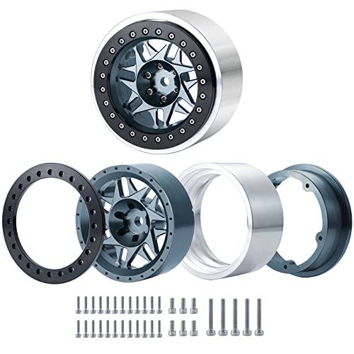 Benedict Harry 4PCS Aluminum 2.9" Beadlock Wheel Hub Rim for 1/6 TRX-6 RC Crawler Car Upgrades (Titanium)