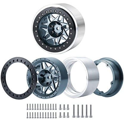 Benedict Harry 4PCS Aluminum 2.9" Beadlock Wheel Hub Rim for 1/6 TRX-6 RC Crawler Car Upgrades (Titanium)