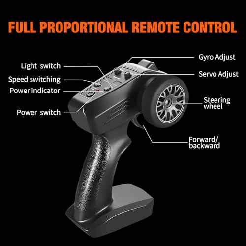 RC Drift Car Pro Upgraded with Gyro, 1:24 Full Proportional Remote Control Car, 25KM/H 4WD High Speed RC Cars with Lights, Extra Racing Tires, Vehicle for Adults Kids Boys Girls, Gray - color: Gray