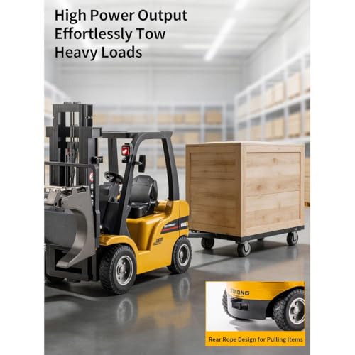 1577 1/10 RC Forklift with Trailer, 2.4G Proportional Alloy 1577 Remote Control Forklift with Liftable Fork/Grabber Attachment, RC Engineering Vehicle, Gift Collectibles - style: 1/10 RC Forklift with Trailer