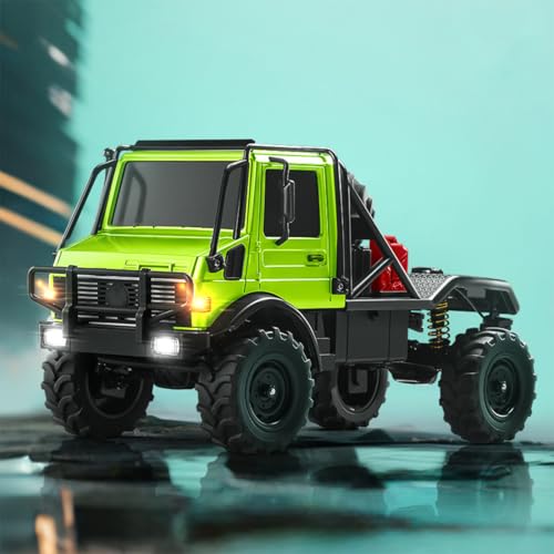 1/18 Semi-Truck RC Crawler MN-333, 4WD Alloy 4x4 RC Car, Portal Axles, 2-Speed Transmission, Full LED Lights for Hobbyists(Silver) - color: Silver