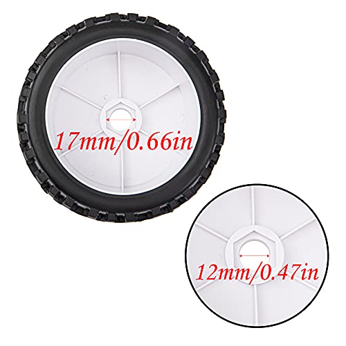 17mm Hub 4.52''OD Rubber Tires & Plastic Wheel Rim with Foam for 1/8 Scale Arrma Python HSP Redcat Kyosho ExceedRC Traxxas Losi HPI XTR Badlands Off-Road RC Buggy, Black