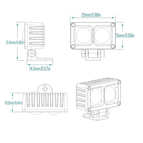 RC Light Bar RC Car LED Metal Housing Lens Spotlight RC Accessories for Axial SCX10 90046 Wraith Traxxas TRX4 TRX6 Redcat Gen8 1/10 1/8 RC Crawler (2pcs Lights)
