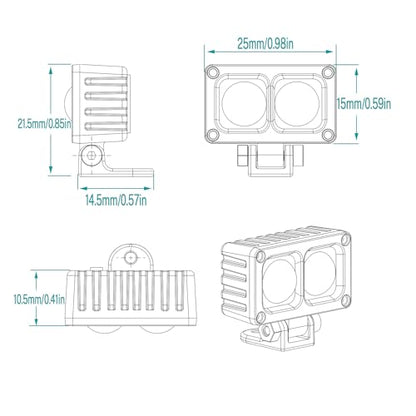 RC Light Bar RC Car LED Metal Housing Lens Spotlight RC Accessories for Axial SCX10 90046 Wraith Traxxas TRX4 TRX6 Redcat Gen8 1/10 1/8 RC Crawler (2pcs Lights)