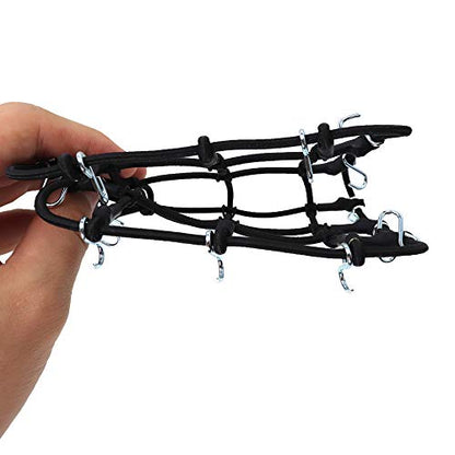 1/10 RC Elastic Luggage Net 19x12cm with Hooks for 1:10th RC Crawler Rock Climbing Truck Car D90 TRX4 Roof Rack (Black)