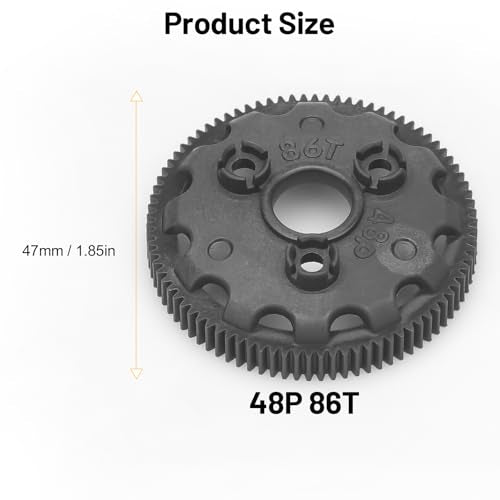 daitoku 48P 86T Spur Gear Transmission Gears RC Upgrade Parts 5Pcs for 1/10 Slash 2WD Rustler Stampede Bandit VXL XL-5 - size: 48P 86T