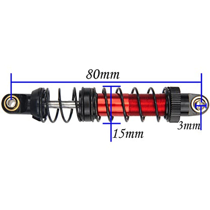 4Pcs Vgoohobby Metal Shocks Absorber Adjustable Dampers Compatible with Axial SCX10 Traxxas TRX4 D90 90046 Redcat Gen7 1/10 RC Crawler Car (Red,80mm)
