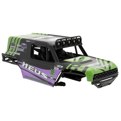 MEUS Racing MB18 TRX4M Body & Chassis Kit for Traxxas TRX4M Defender Bronco K10 F150 High Trail 1/18 RC Crawler Upgrades Parts (Green&Purple) - color: Green&purple