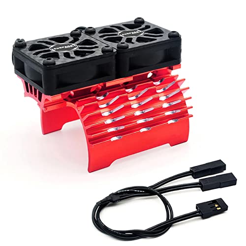 30mm RC Motor Cooling Fans, Hobby Twin Fan with Metal Heatsink for 1/8 1/10 RC Car 3650 3660 540 550 (30mm Red for 40/42mm Motor) - style: 30mm Red for 40/42mm Motor