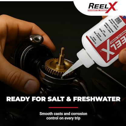 ReelX Fishing Reel Grease, Marine-Grade Anti-Rust Lubricant for Bearings, Spinning, Baitcasting, Spincast, Fly, Trolling & Electric Reels, Corrosion Prevention & Control - size: Oil 4oz Dropper