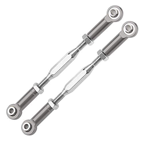 RC Truck Steering Rods, 2 Pcs Aluminium Alloy Steering Linkage Rods for Slash 1/10 Scale RC Truck Remote Control Car Spare Part Accessory (Grey)