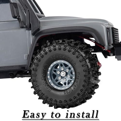 for SCX24 TRX4M 1/24 1/18 RC Crawler Car,Aluminum 1.0" Beadlock Wheel Tires Wheel Hub Wheels Rim 4PCS 1.0in Beadlock Wheel Rims Heavy Duty Rim,Titanium - color: (4PCS）Titanium