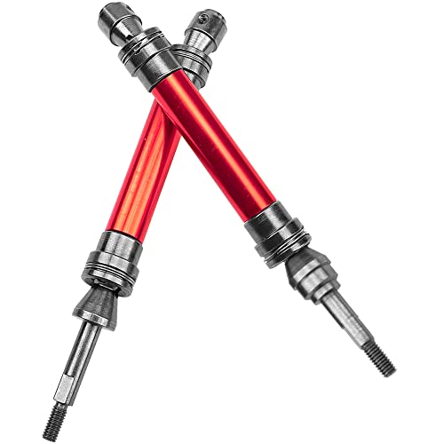 Front & Rear Universal Drive Shaft CVD w/Wheel Hex Hub Compatible with 1/10 Traxxas Slash VXL 4x4 /Stampede VXL 4X4/Hoss VXL 4X4 RC Car Upgrade Part (Red) - color: Red